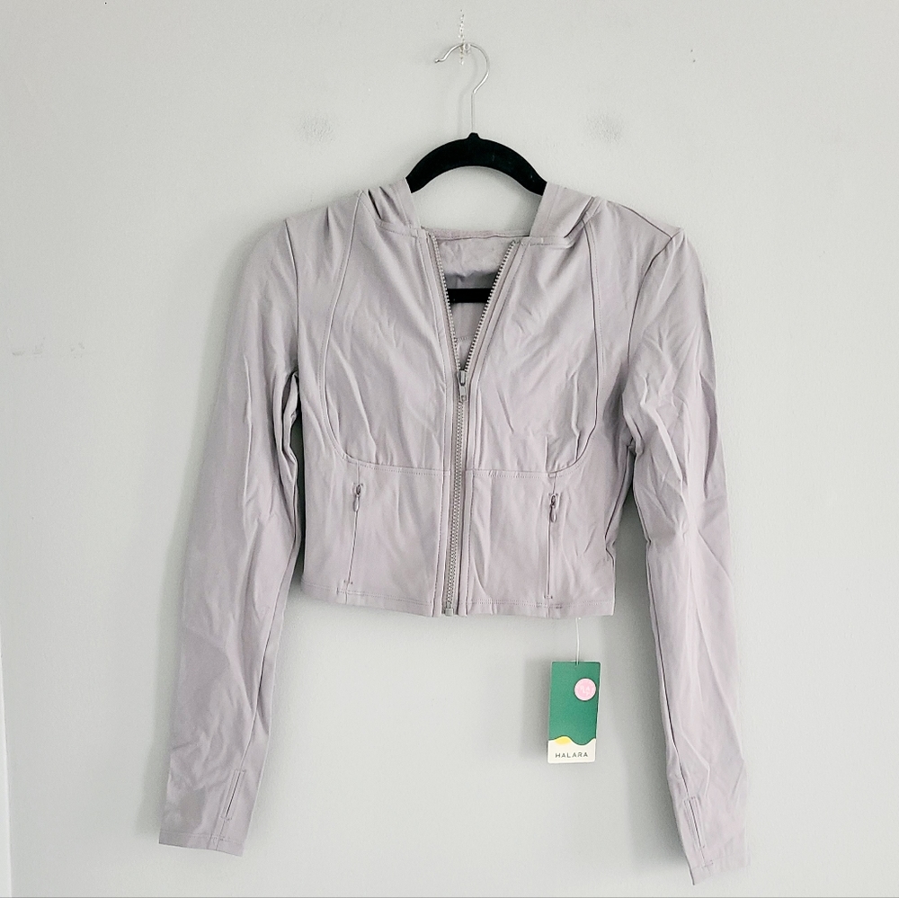 Halara Gray Crop Zip Up Jacket M